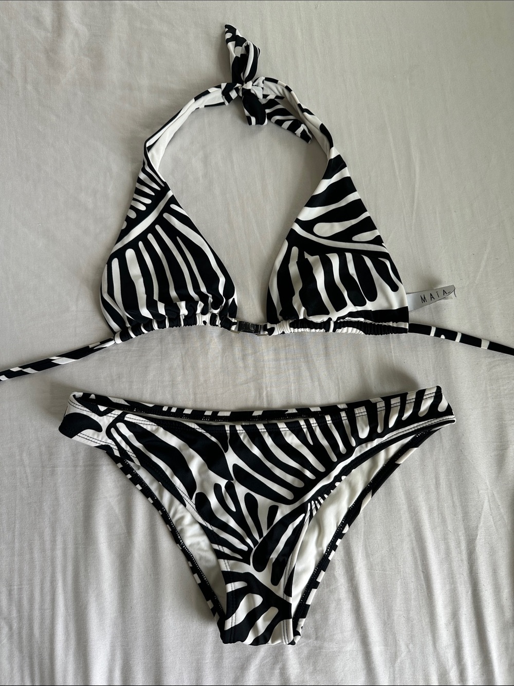 NWOT MAIA Black & White Zebra Print Triangle Bikini